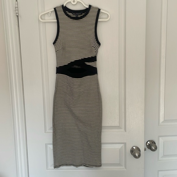 One❤️Clothing Los Angeles Striped Tank Fitted Midi Cut Out Dress - Picture 12 of 17